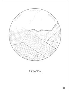 Affiche Asuncion – Poster carte de ville 2.5km | Gravura – Fond clair
