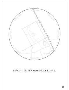 Affiche Circuit International De Lusail – Poster carte de ville 2.5km | Gravura – Fond clair