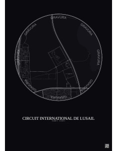 Affiche Circuit International De Lusail – Poster carte de ville 5km | Gravura – Fond foncé