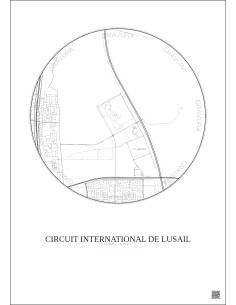 Affiche Circuit International De Lusail – Poster carte de ville 5km | Gravura – Fond clair