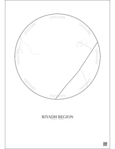 Affiche Riyadh Region – Poster carte de ville 10km | Gravura – Fond clair
