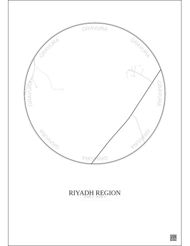 Affiche Riyadh Region – Poster carte de ville 10km | Gravura – Fond clair