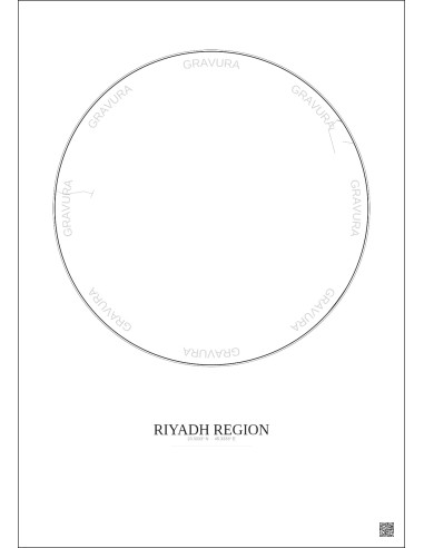 Affiche Riyadh Region – Poster carte de ville 6km | Gravura – Fond clair
