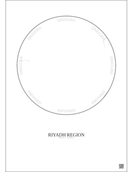 Affiche Riyadh Region – Poster carte de ville 6km | Gravura – Fond clair