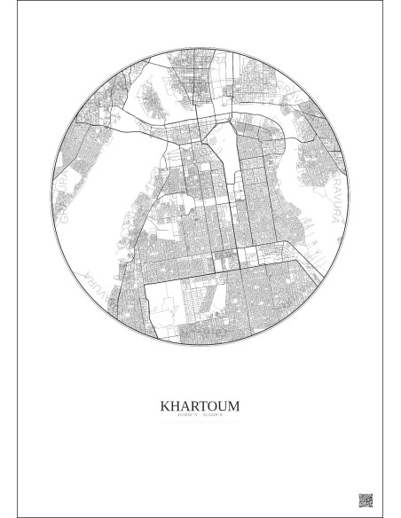 Affiche Khartoum – Poster carte de ville 10km | Gravura – Fond clair