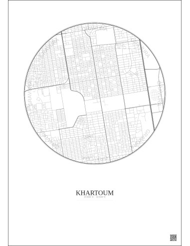 Khartoum City Map Poster 2.5km | Gravura – Light background
