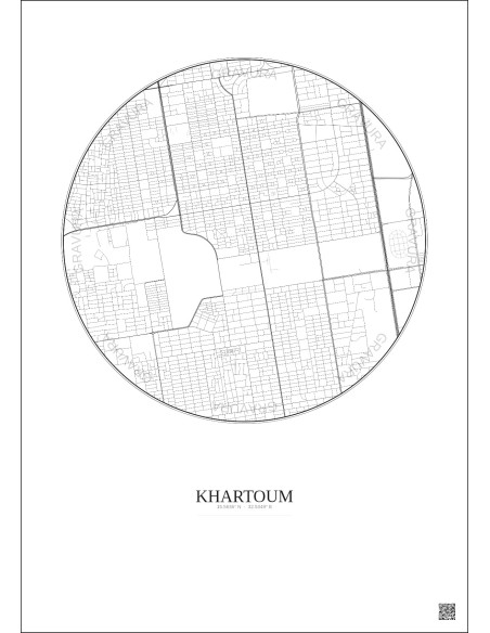 Khartoum City Map Poster 2.5km | Gravura – Light background