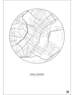 Affiche Singapore – Poster carte de ville 2.5km | Gravura – Fond clair