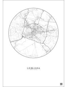 Affiche Ljubljana – Poster carte de ville 10km | Gravura – Fond clair