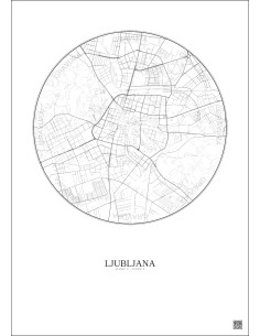 Ljubljana City Map Poster 2.5km | Gravura – Light background