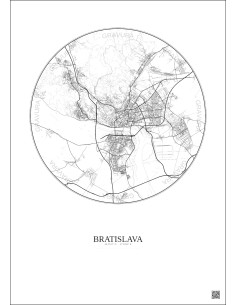 Affiche Bratislava – Poster carte de ville 10km | Gravura – Fond clair