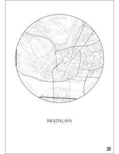Bratislava City Map Poster 2.5km | Gravura – Light background