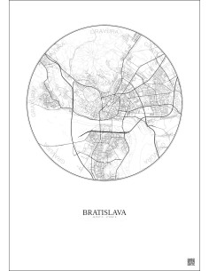 Affiche Bratislava – Poster carte de ville 6km | Gravura – Fond clair