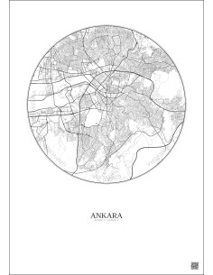 Affiche Ankara – Poster carte de ville 10km | Gravura – Fond clair