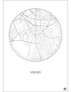 Affiche Ankara – Poster carte de ville 2.5km | Gravura – Fond clair