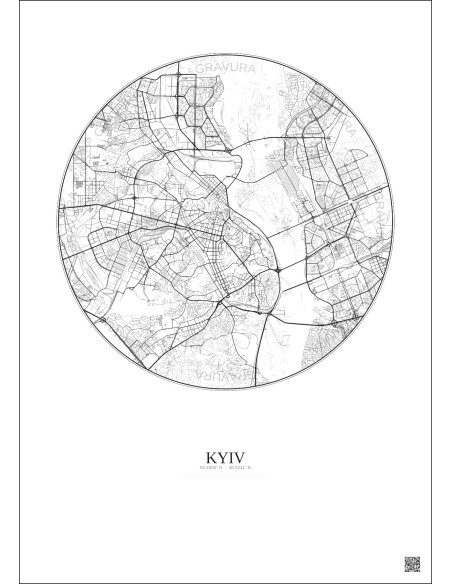 Kyiv City Map Poster 10km | Gravura – Light background