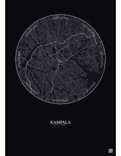 Affiche Kampala – Poster carte de ville 10km | Gravura – Fond foncé