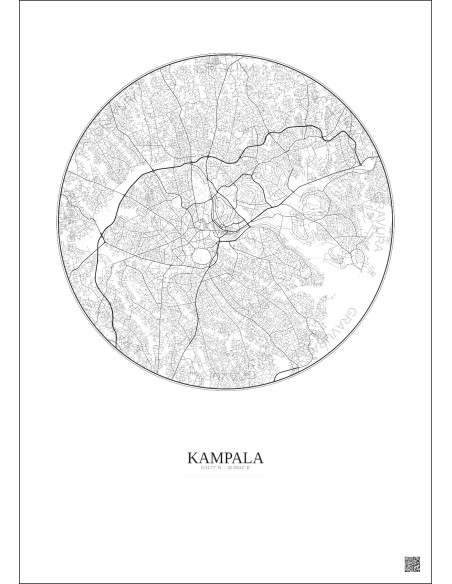 Affiche Kampala – Poster carte de ville 10km | Gravura – Fond clair