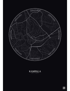 Affiche Kampala – Poster carte de ville 2.5km | Gravura – Fond foncé