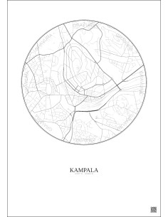 Affiche Kampala – Poster carte de ville 2.5km | Gravura – Fond clair