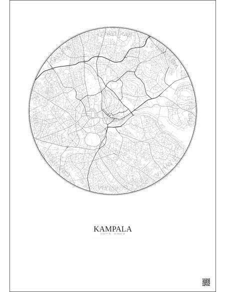 Kampala City Map Poster 6km | Gravura – Light background