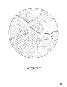 Affiche Los Angeles – Poster carte de ville 2.5km | Gravura – Fond clair