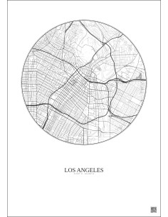 Affiche Los Angeles – Poster carte de ville 5km | Gravura – Fond clair