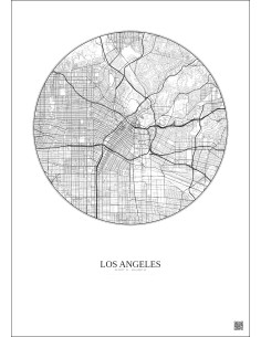 Affiche Los Angeles – Poster carte de ville 10km | Gravura – Fond clair