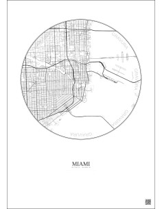 Affiche Miami – Poster carte de ville 5km | Gravura – Fond clair