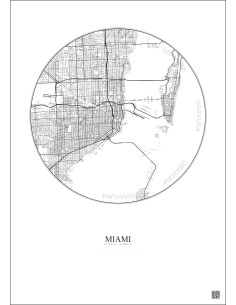 Affiche Miami – Poster carte de ville 10km | Gravura – Fond clair