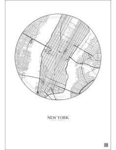 Affiche New York – Poster carte de ville 5km | Gravura – Fond clair