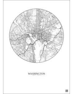 Affiche Washington – Poster carte de ville 10km | Gravura – Fond clair