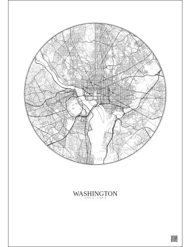 Affiche Washington – Poster carte de ville 10km | Gravura – Fond clair