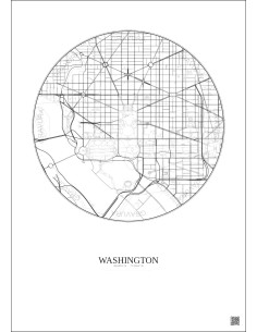 Affiche Washington – Poster carte de ville 2.5km | Gravura – Fond clair