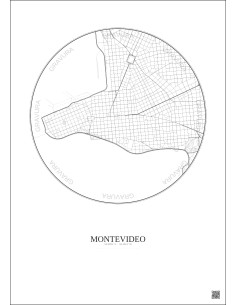Affiche Montevideo – Poster carte de ville 2.5km | Gravura – Fond clair