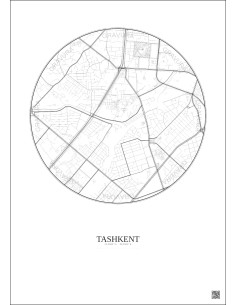 Affiche Tashkent – Poster carte de ville 2.5km | Gravura – Fond clair