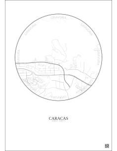 Affiche Caracas – Poster carte de ville 2.5km | Gravura – Fond clair