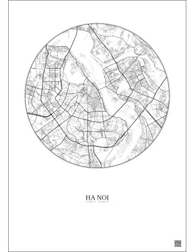 Ha Noi City Map Poster 10km | Gravura – Light background