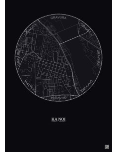 Affiche Ha Noi – Poster carte de ville 2.5km | Gravura – Fond foncé