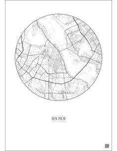 Ha Noi City Map Poster 6km | Gravura – Light background