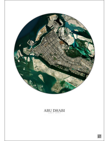 Abu Dhabi Satellite View Poster 10km Color | Gravura – Light background