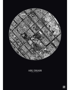 Affiche Abu Dhabi – Poster vue satellite 2.5km N&B | Gravura – Fond foncé
