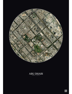Affiche Abu Dhabi – Poster vue satellite 2.5km Couleur | Gravura – Fond foncé