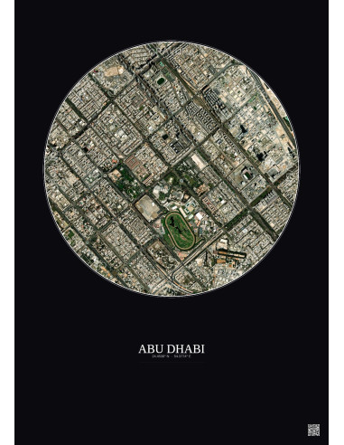 Affiche Abu Dhabi – Poster vue satellite 2.5km Couleur | Gravura – Fond foncé