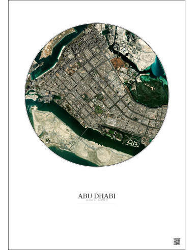Abu Dhabi Satellite View Poster 6km Color | Gravura – Light background