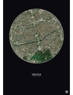Affiche Tirana – Poster vue satellite 2.5km Couleur | Gravura – Fond foncé