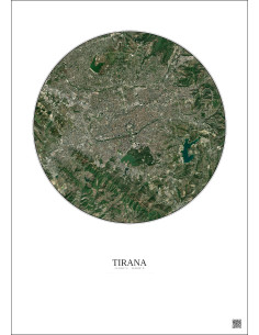 Affiche Tirana – Poster vue satellite 6km Couleur | Gravura – Fond clair