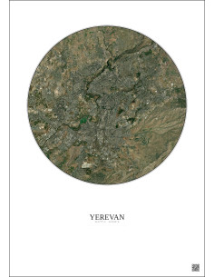 Affiche Yerevan – Poster vue satellite 10km Couleur | Gravura – Fond clair
