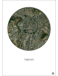 Affiche Yerevan – Poster vue satellite 2.5km Couleur | Gravura – Fond clair
