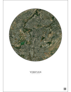 Affiche Yerevan – Poster vue satellite 6km Couleur | Gravura – Fond clair
